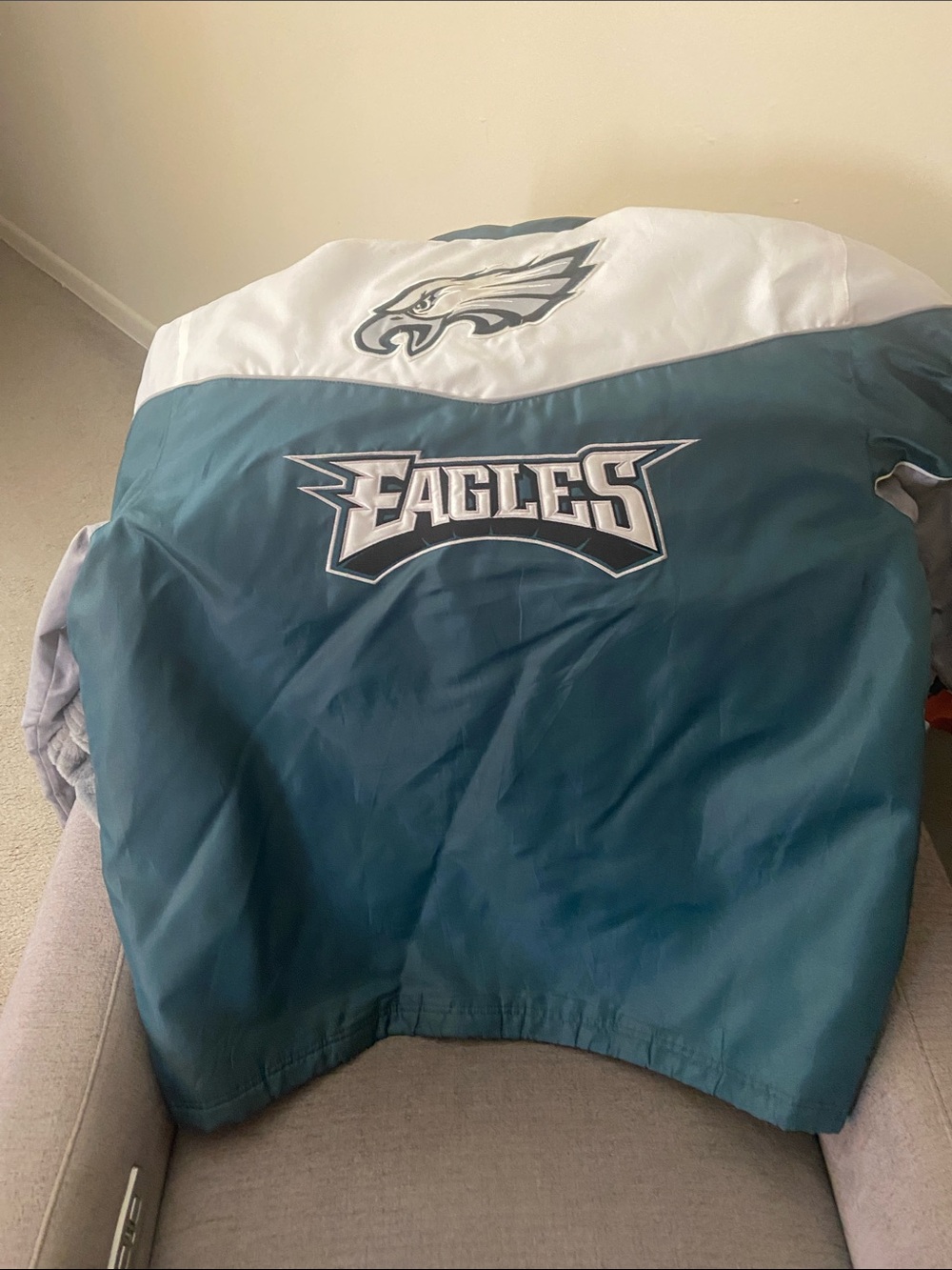 Philadelphia Eagles Teal & White Vintage NFL Jacket - Picture 2 of 3